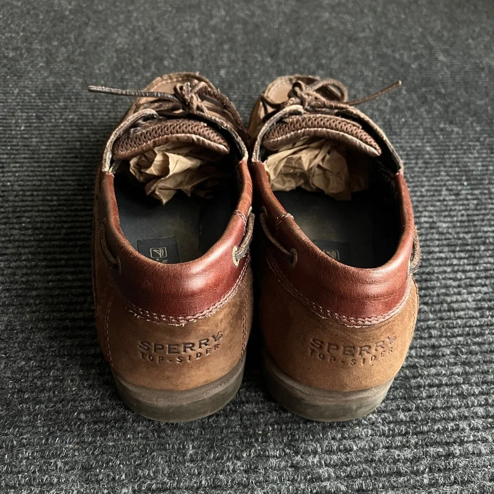 Sperry Billfish Boat Shoe Mens 12 Brown Leather Mesh 3-Eye Loafers preppy career